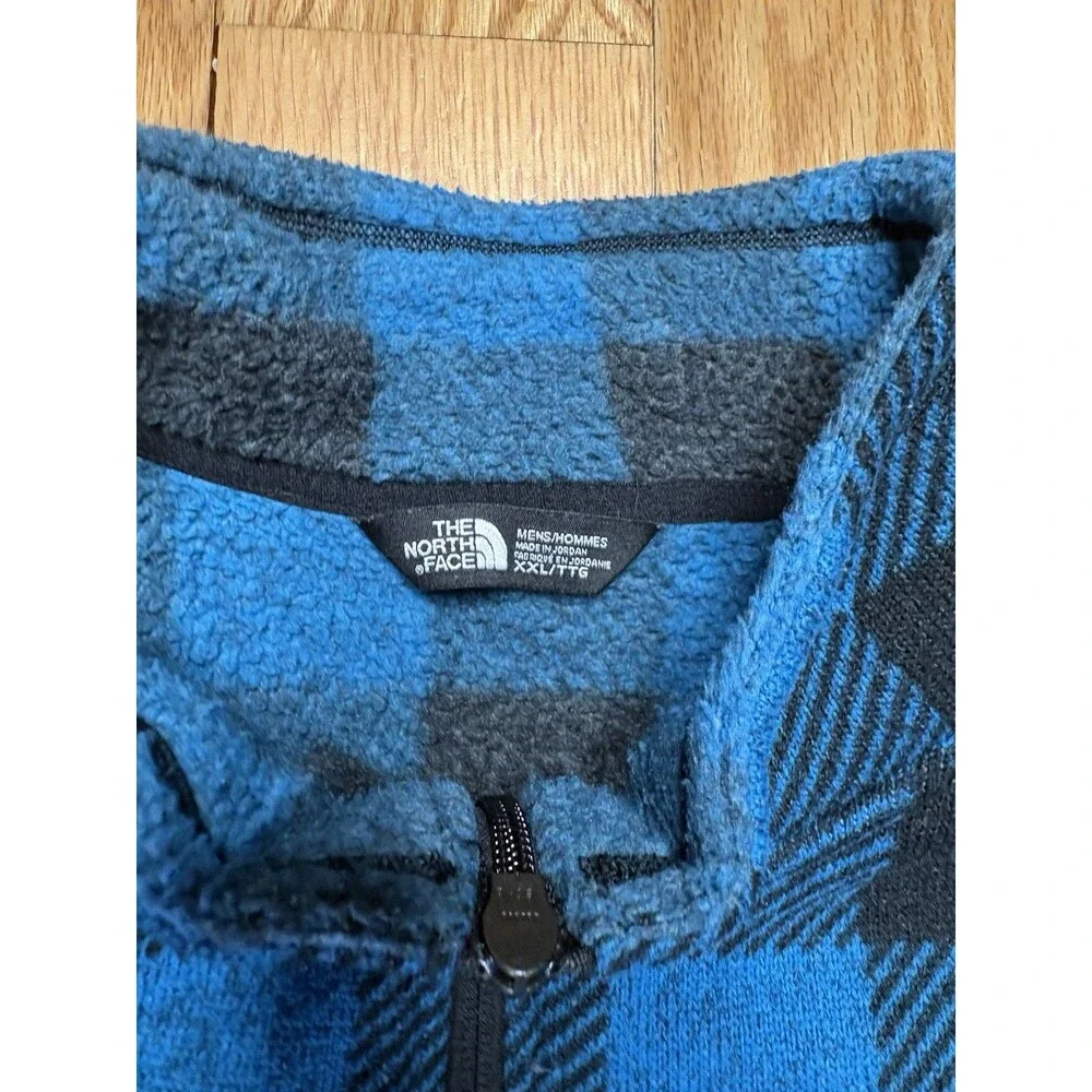 The North Face Men’s Gordon Lyons Plaid Fleece 2XL Blue Black 1/4 Zip Pullover